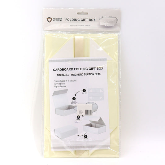 Flat Pack Gift Box - Medium Square (20x18.2x8cm) - Ivory