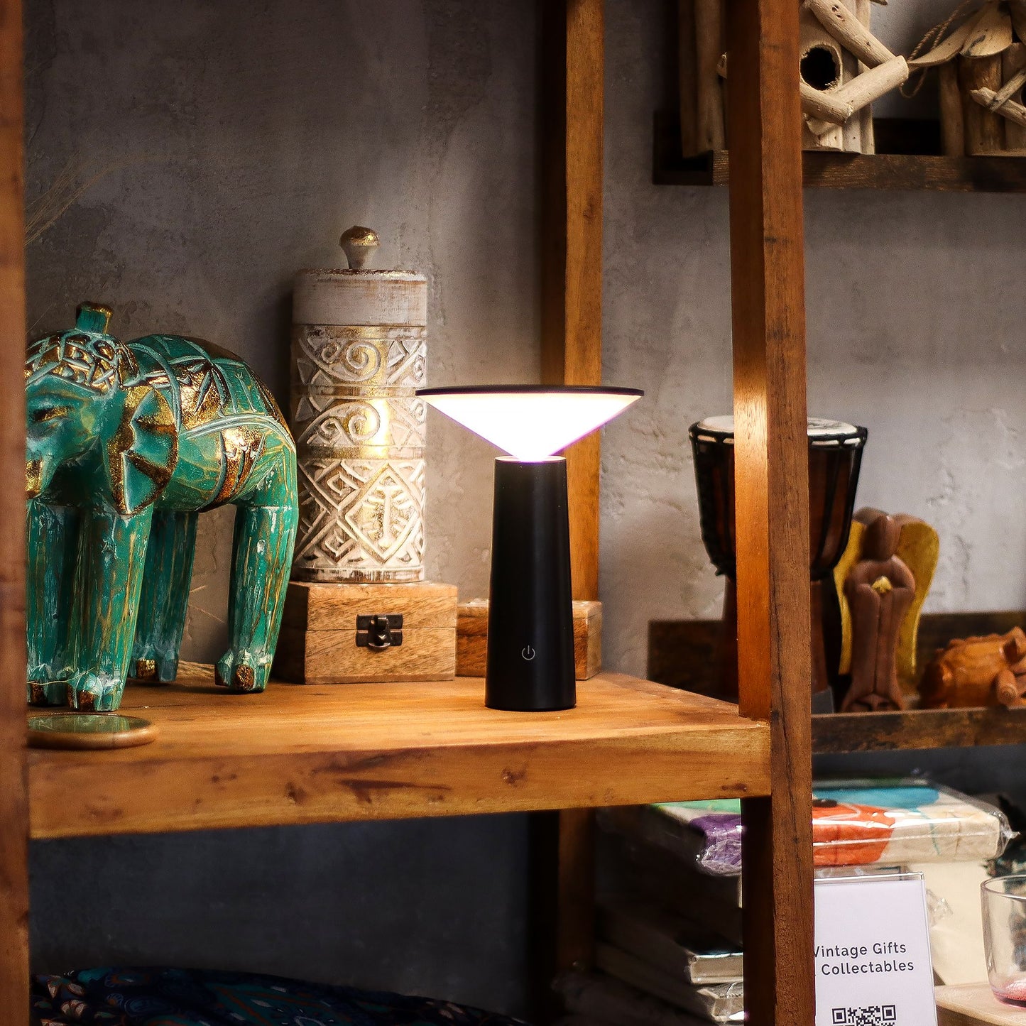 Touch Lamp - Black Mushroom- adjustable - pattern light USB (C) - Rechargable (2000 Watt)