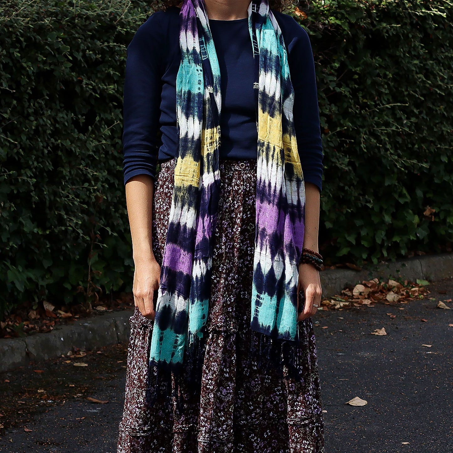 Boho Java Art Stole/Scarf - Multi Stripes - 62x200cm