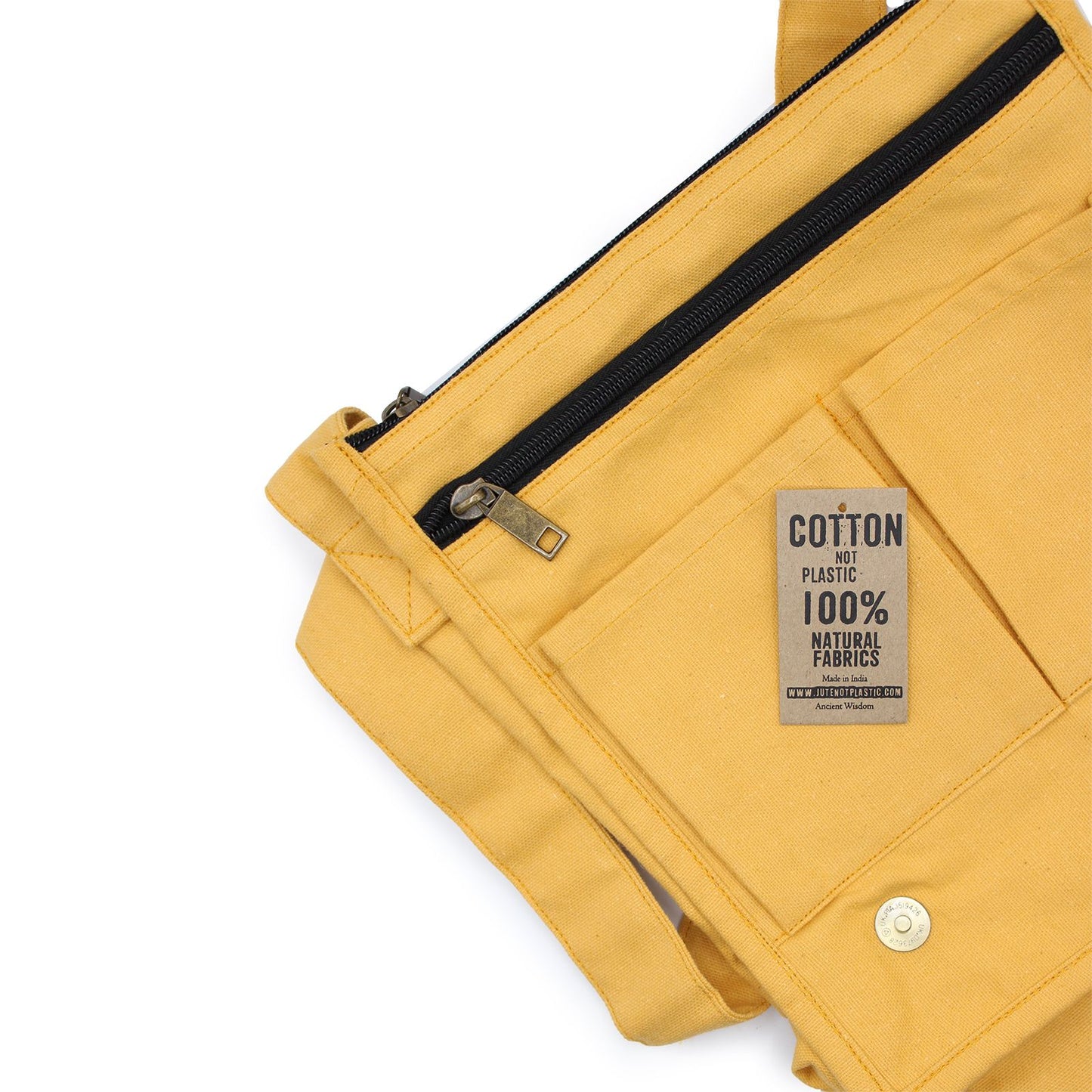 Cotton Canvas Messenger Bag - Graphite