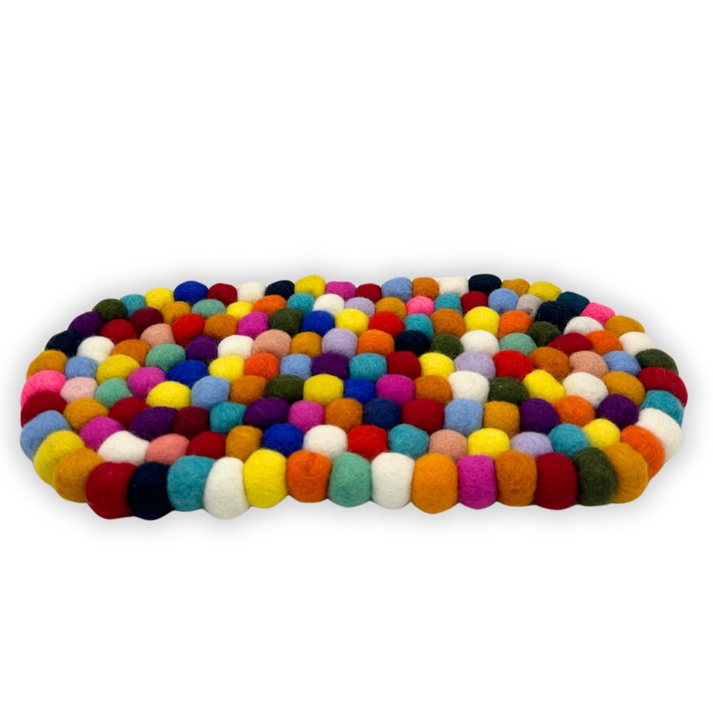 Felt Ball Oval Centre Mat - Multi Colour