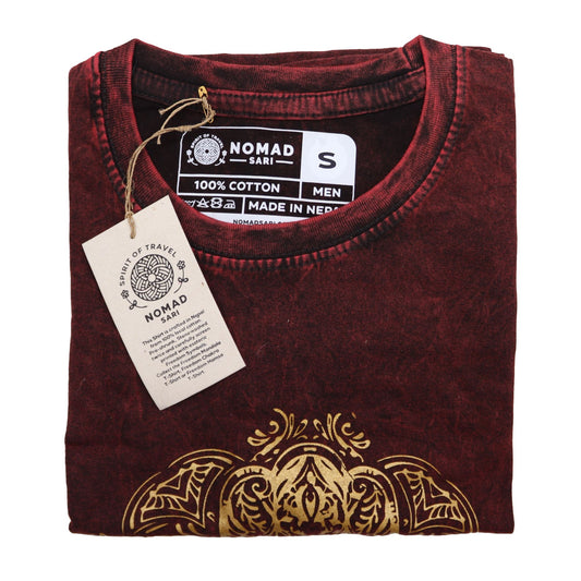 Small Stone Washed T-Shirt - Hamsa - Maroon