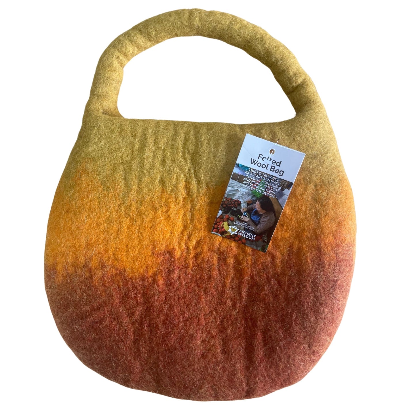 Water Felted Bee Bag - One Handle with Magnet - Sunrise Orange