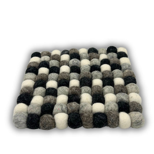 Felt Ball Square Coasters - Multi Grey colour (set of 4)
