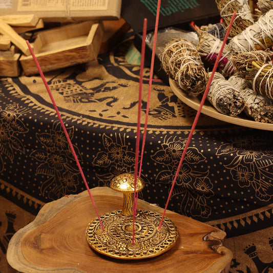 Mushroom Plate - Brass Effect - Incense Holder