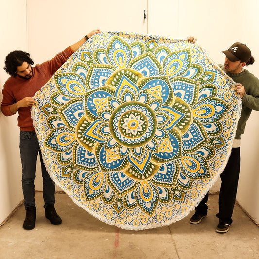 Large Mandala Roundy Art (180cm) - Yellow & Blue