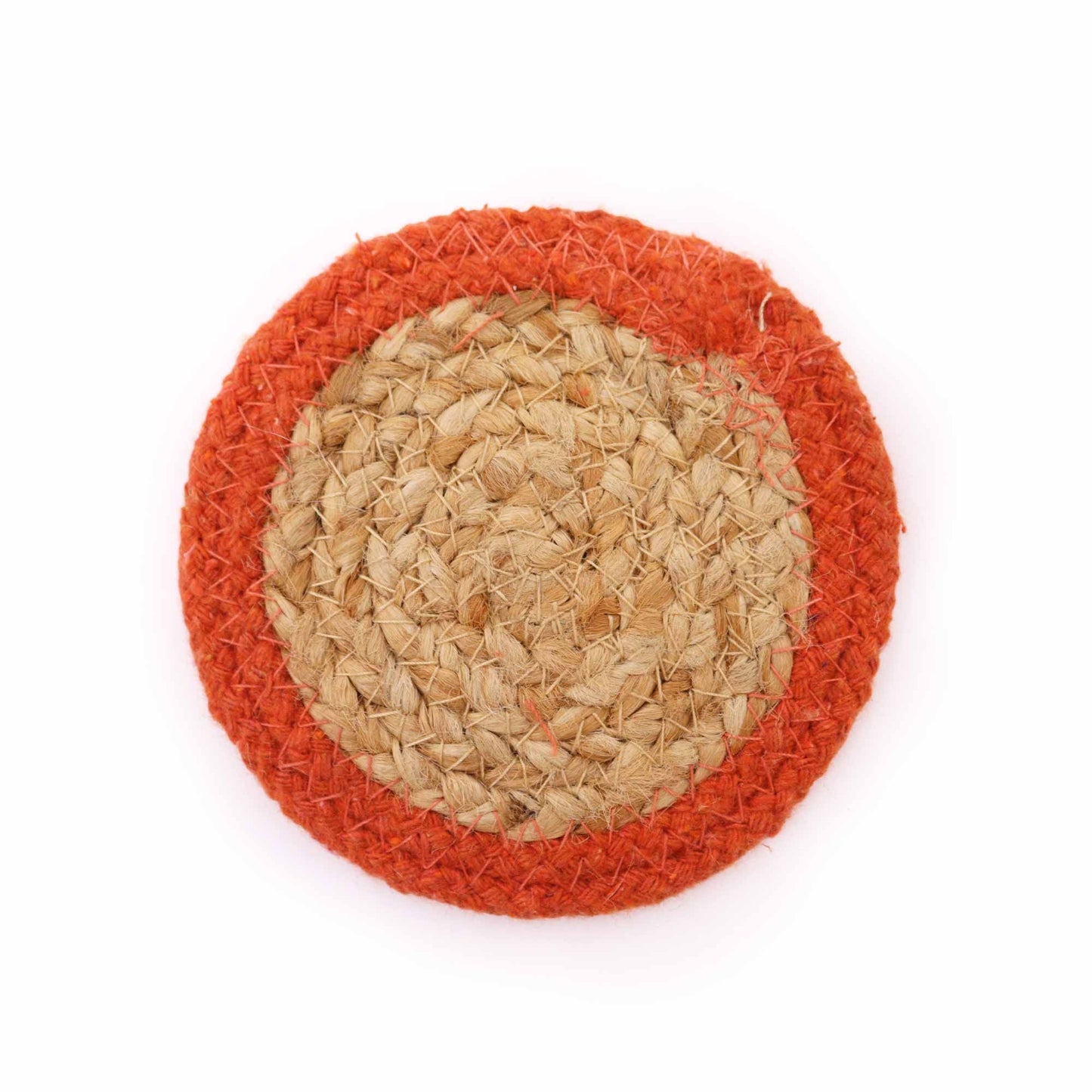 Natural Coaster - Jute & Cotton 10cm (set of 6) Mixed colours in basket