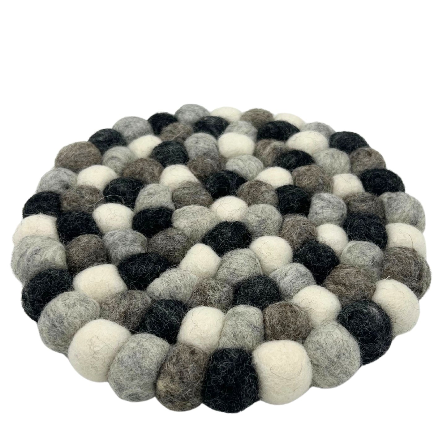 Felt Ball Round Placemat- Multi Grey Colour