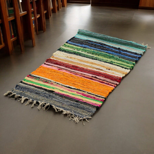 Small Rag Rug - 50x90cm - premium quality - Rainbow Colours