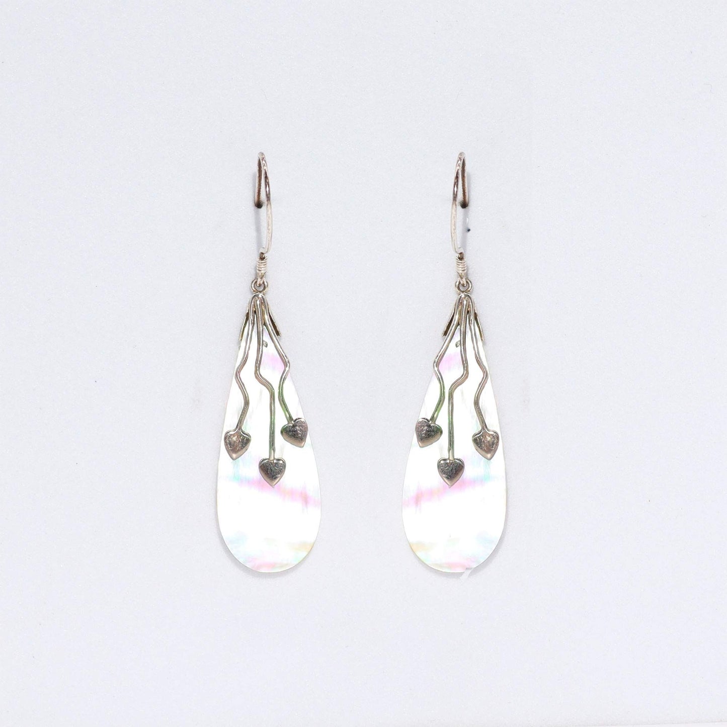Shell & Silver Earrings - Three Hearts - MOP