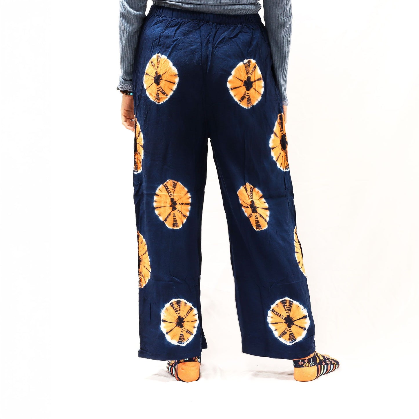 Japanese Style Lounge Pants - Blue & Orange - L