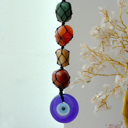 Hanging Chakra Stone Pendant - Evil Eye