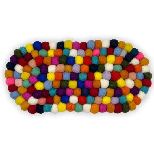Felt Ball Oval Centre Mat - Multi Colour