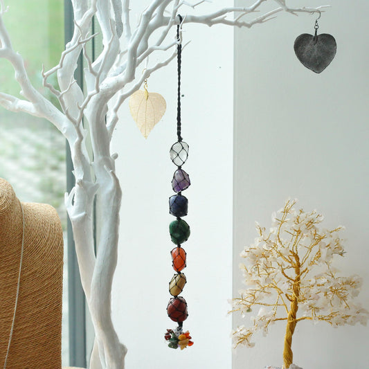 Hanging Chakra Stone Pendant - Seven Chakra Chips