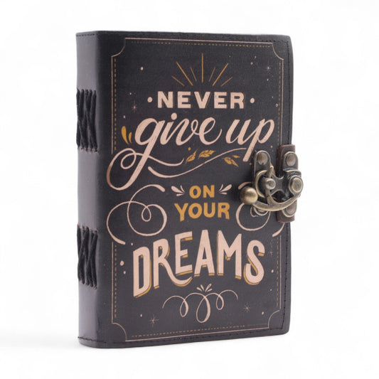Leather Printed Notebook – Never Give Up On Your Dreams - 17.8×12.7 cm