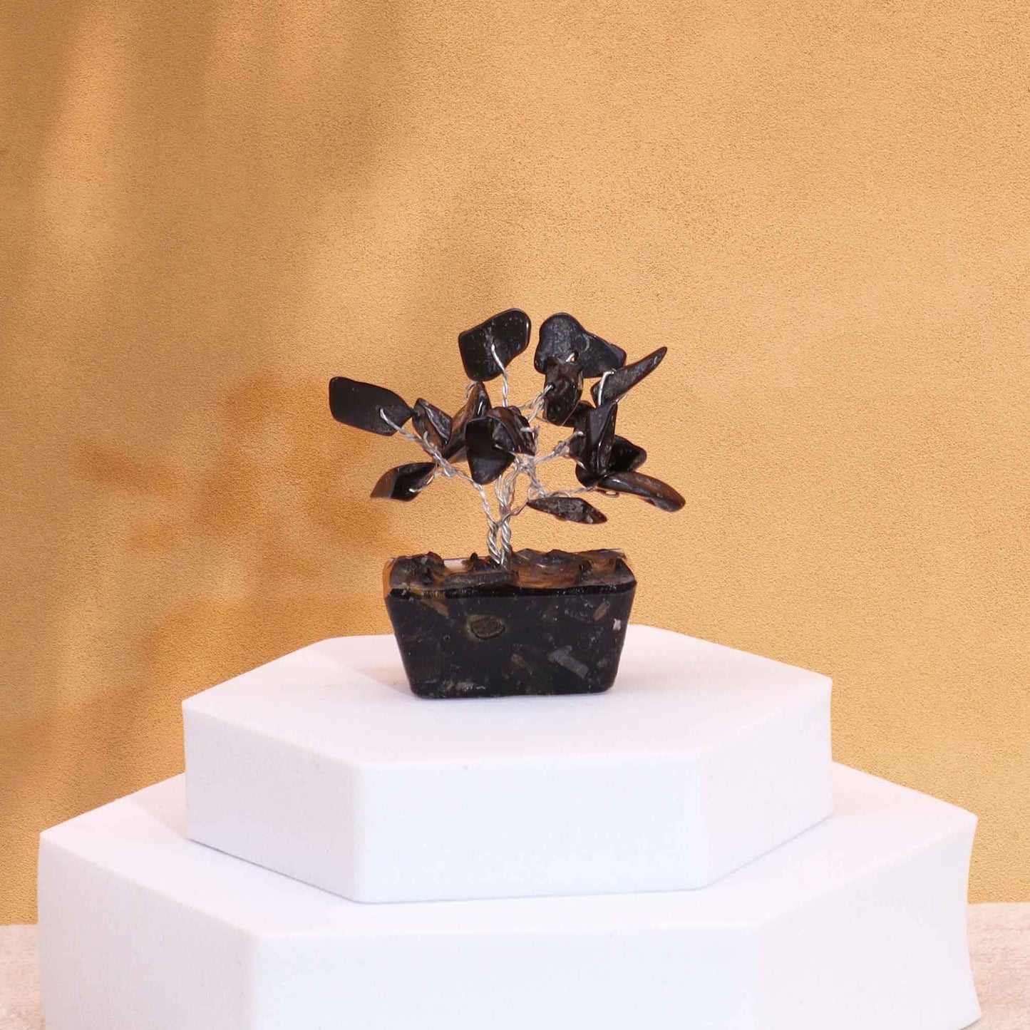 Mini Gemstone Tree On Orgonite Base - Black Agate (15 stones)