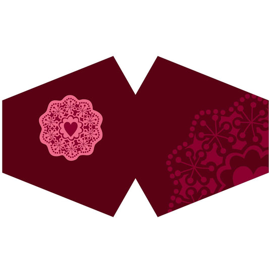 Reusable Fashion Face Covering - Red Mandala Heart (Adult)