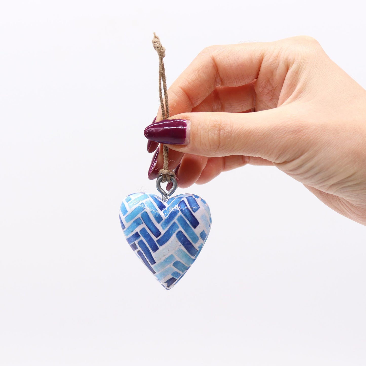 Small Decor Wood Heart - Blue Stripes
