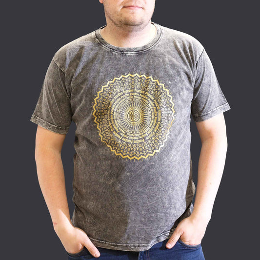 XLarge Stone Washed T-Shirt - Mandala - Dark Grey