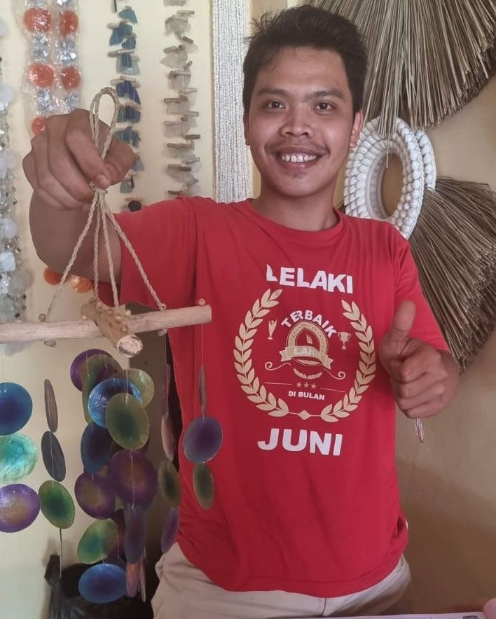 Green & Purple Driftwood Cross Chime