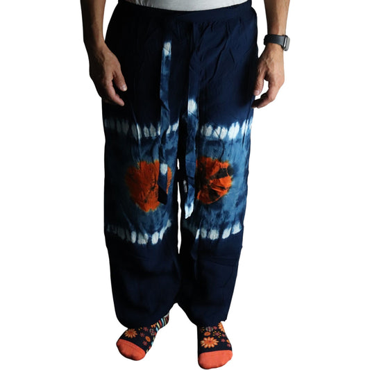 Japanese Style Lounge Pants - Teal & Orange - L