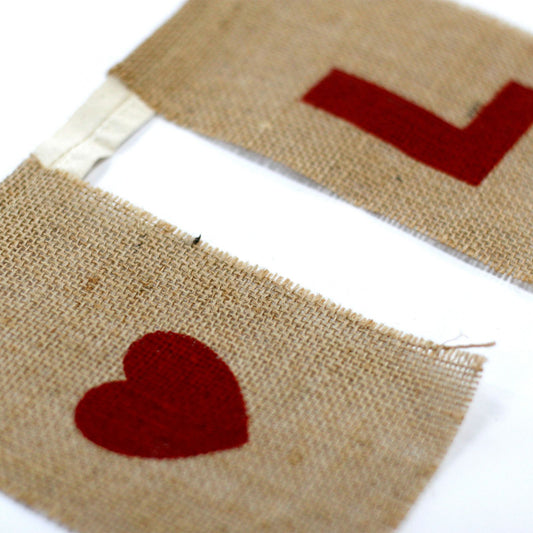 Natural Bunting I LOVE YOU (large with hearts)