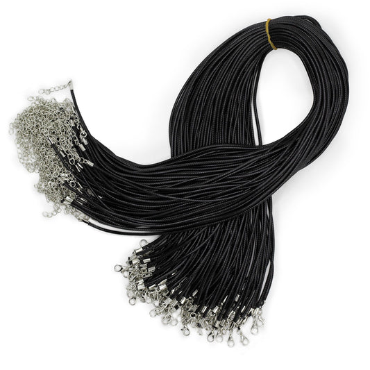 Waxed Pendant Cord - 2mm x 55cm - Black 101