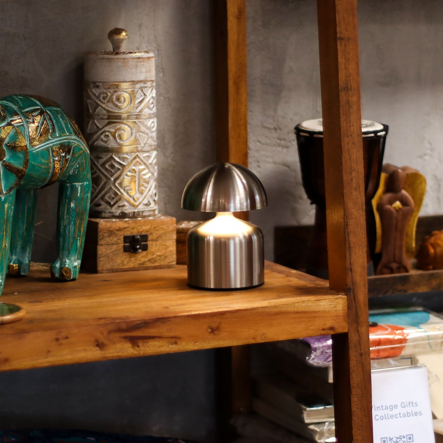 Touch Lamp - Dome Mushroom Silver - USB (C) - Rechargable  (400 Watt)