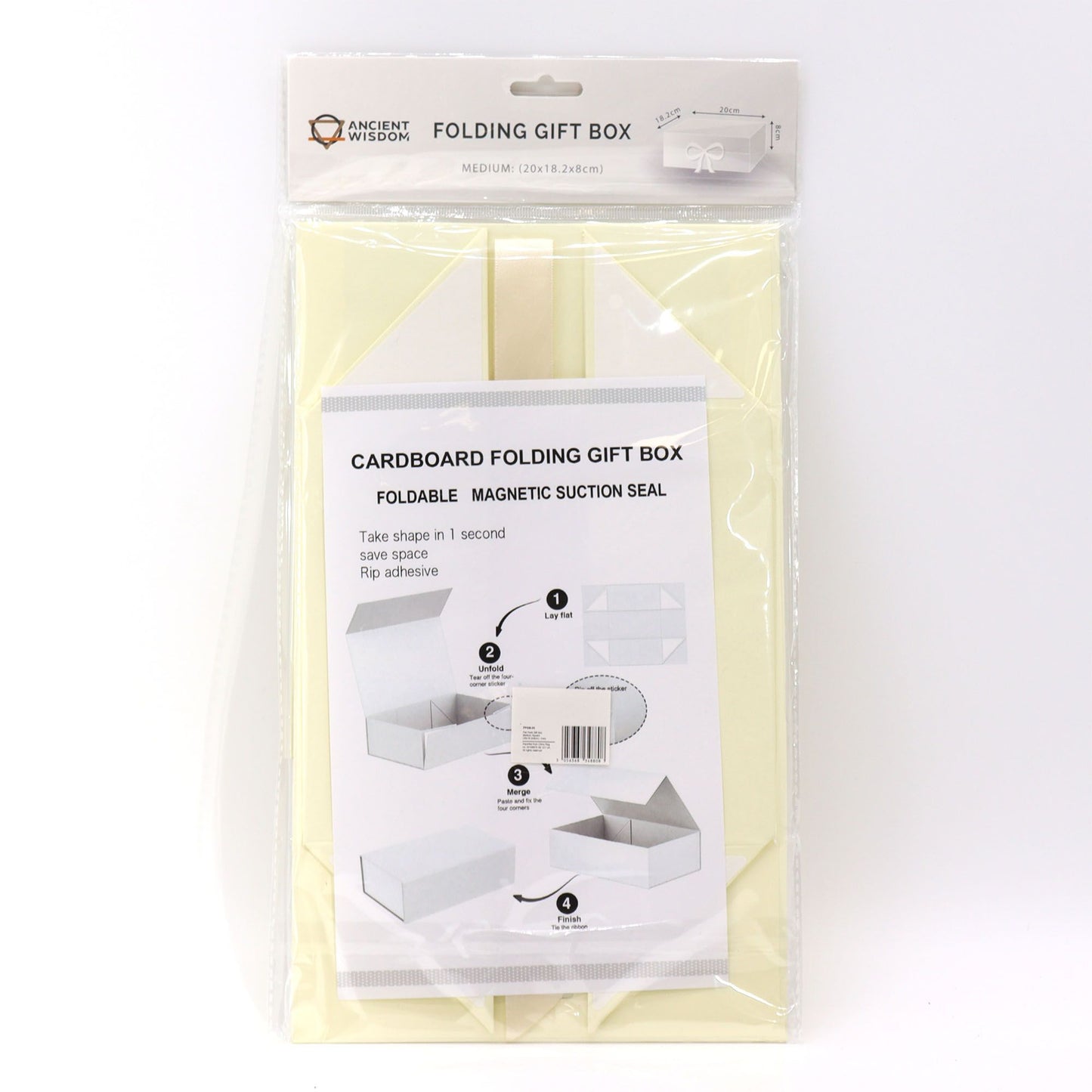 Flat Pack Gift Box - Medium Square (20x18.2x8cm) - Ivory