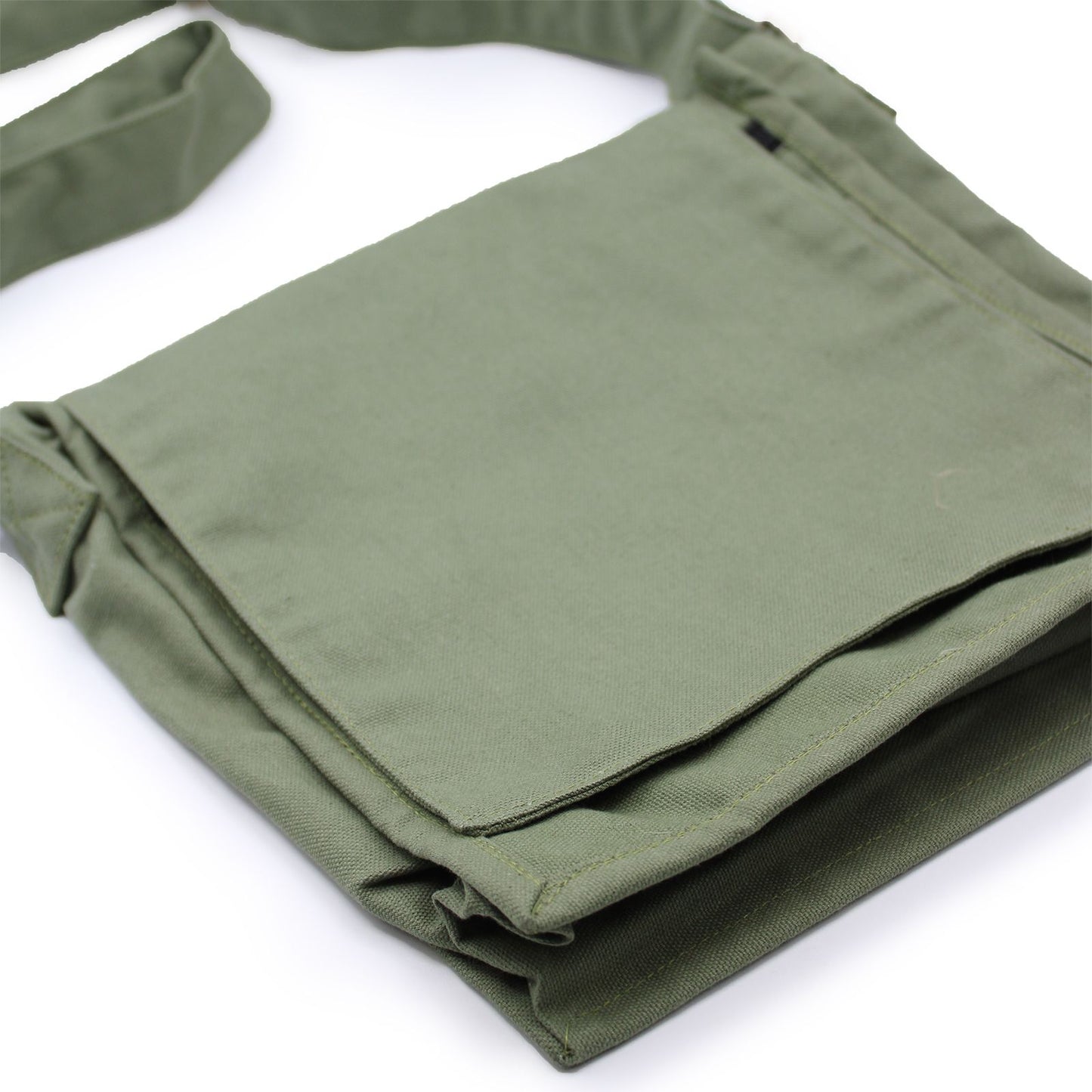 Cotton Canvas Messenger Bag - Black