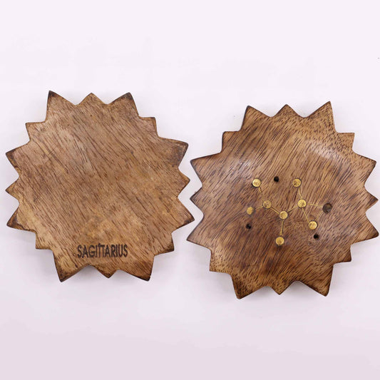 Engraved and Brass Zodiac Sign Incense Burner - Sun