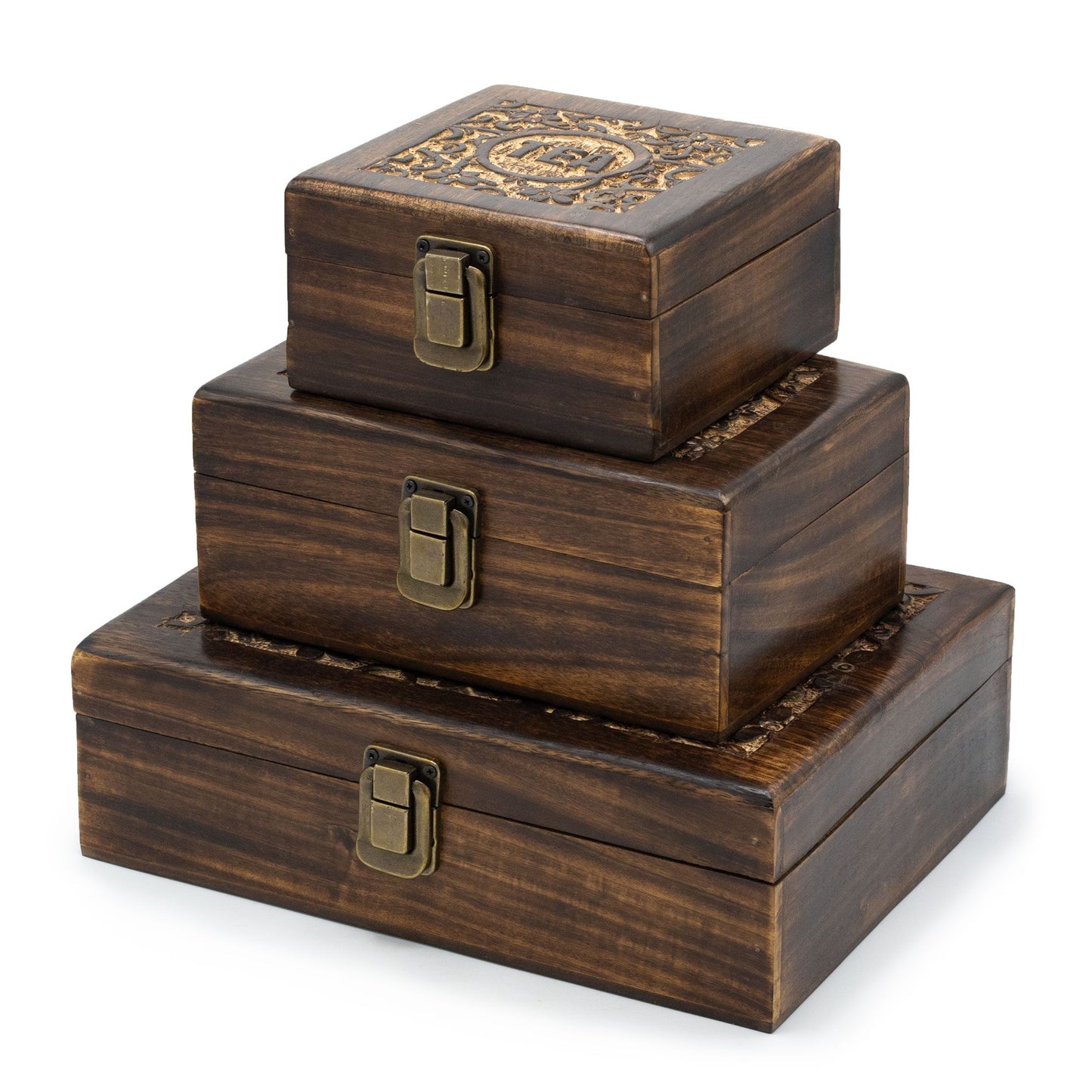 Mango Carved Tea Box - ( 12 compartments)