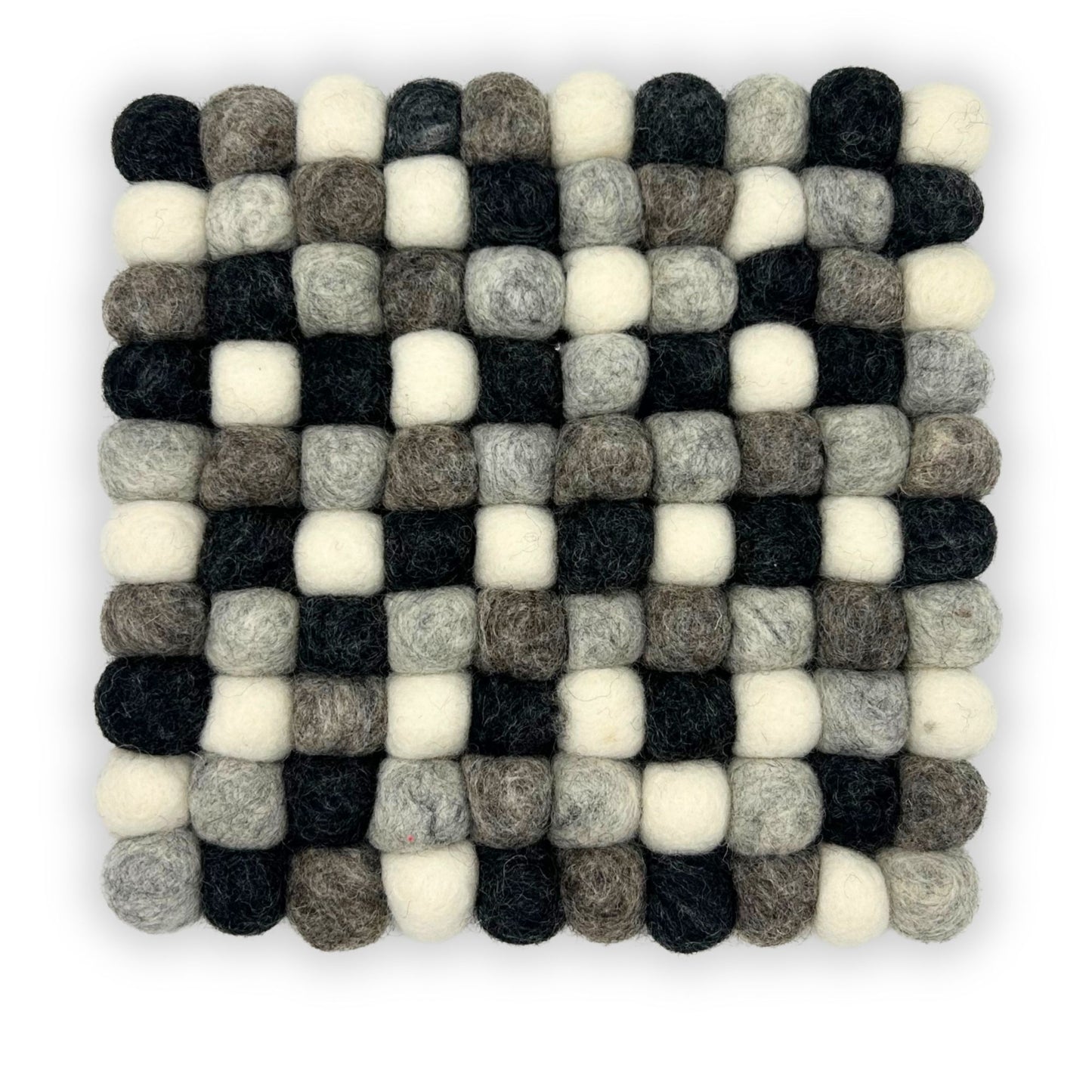 Felt Ball Square Placemat -Multi  Grey Colour