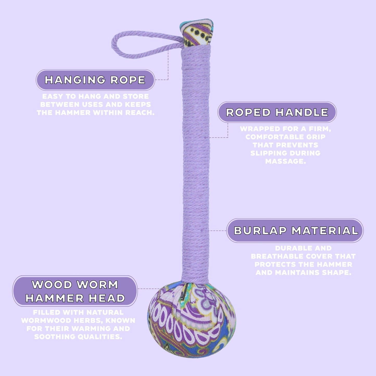 Wormwood Massage Hammer - Lavender