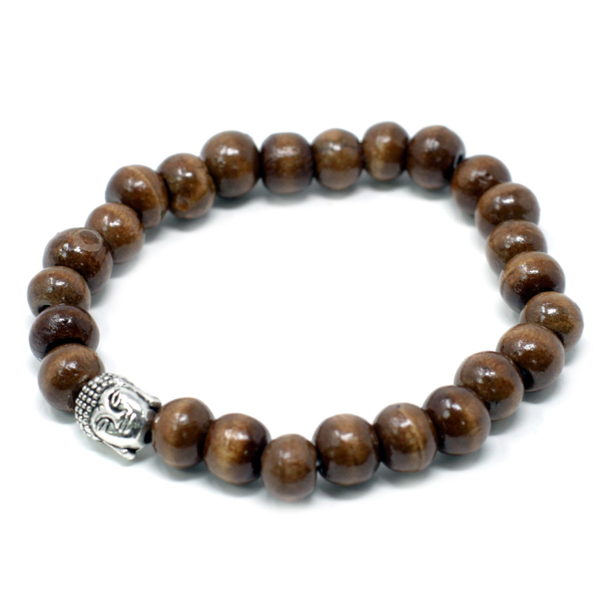 Brown beaded bangle with Buddha charm detail, a spiritual and stylish artisan jewellery gift