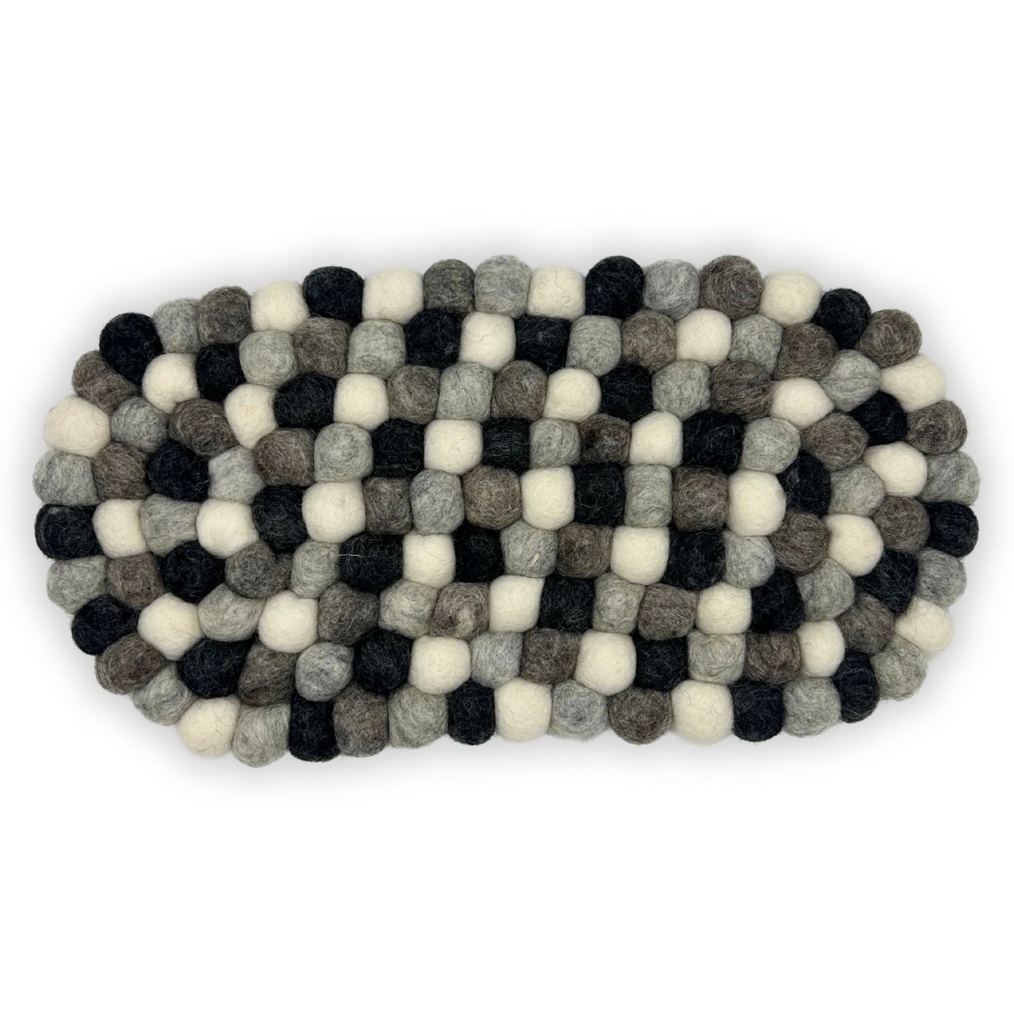 Felt Ball Oval Centre Mat - Multi Grey Colour