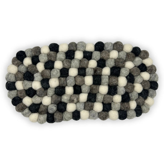 Felt Ball Oval Centre Mat - Multi Grey Colour