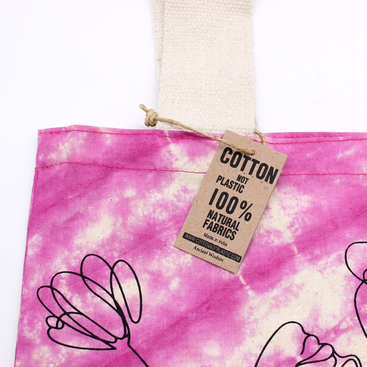 Tye-Dye Cotton Bag (6oz) - 38x42x12cm -  Namaste Hands - Multi - Natural Handle