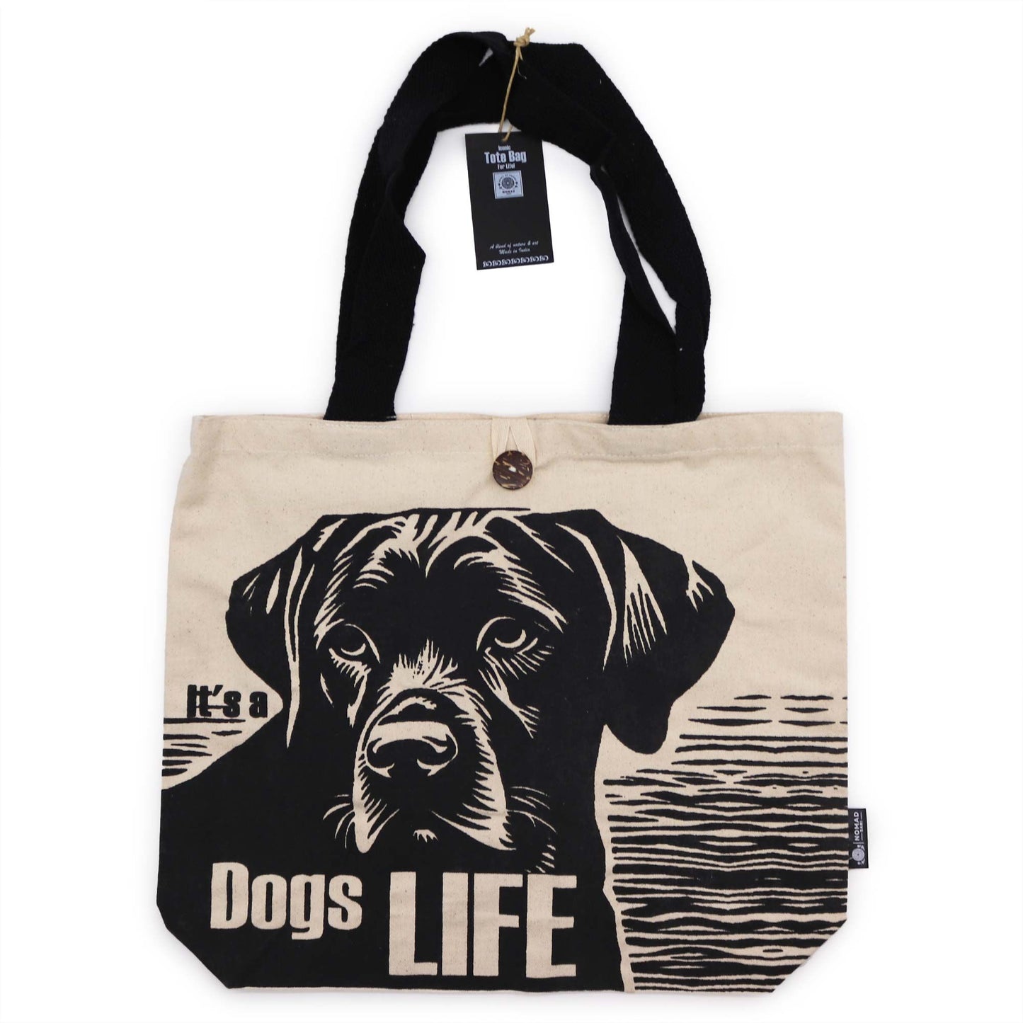 Iconic Classic Tote Bag - It's a Dogs Life - White 10oz