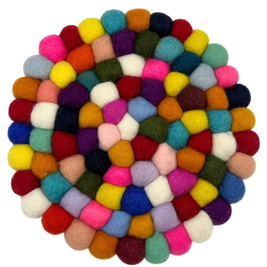 Felt Ball Round Placemat - Multi Colour