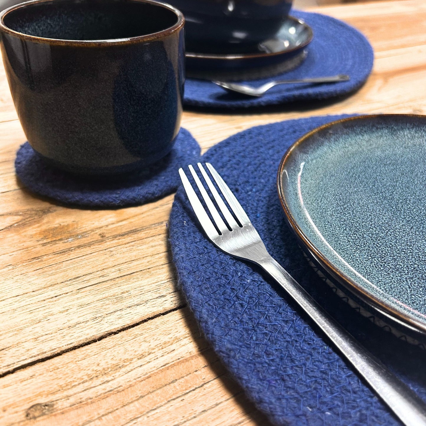 Set of Evil Eye Jute Rope Coasters & Mats (4 of each)