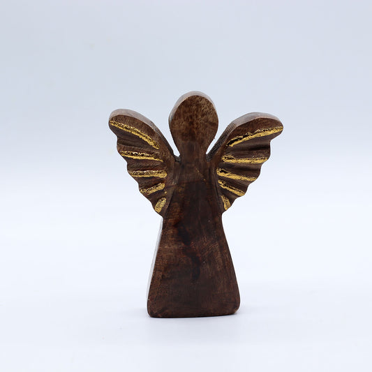 Small Mango Wood Angel - Gold Decor