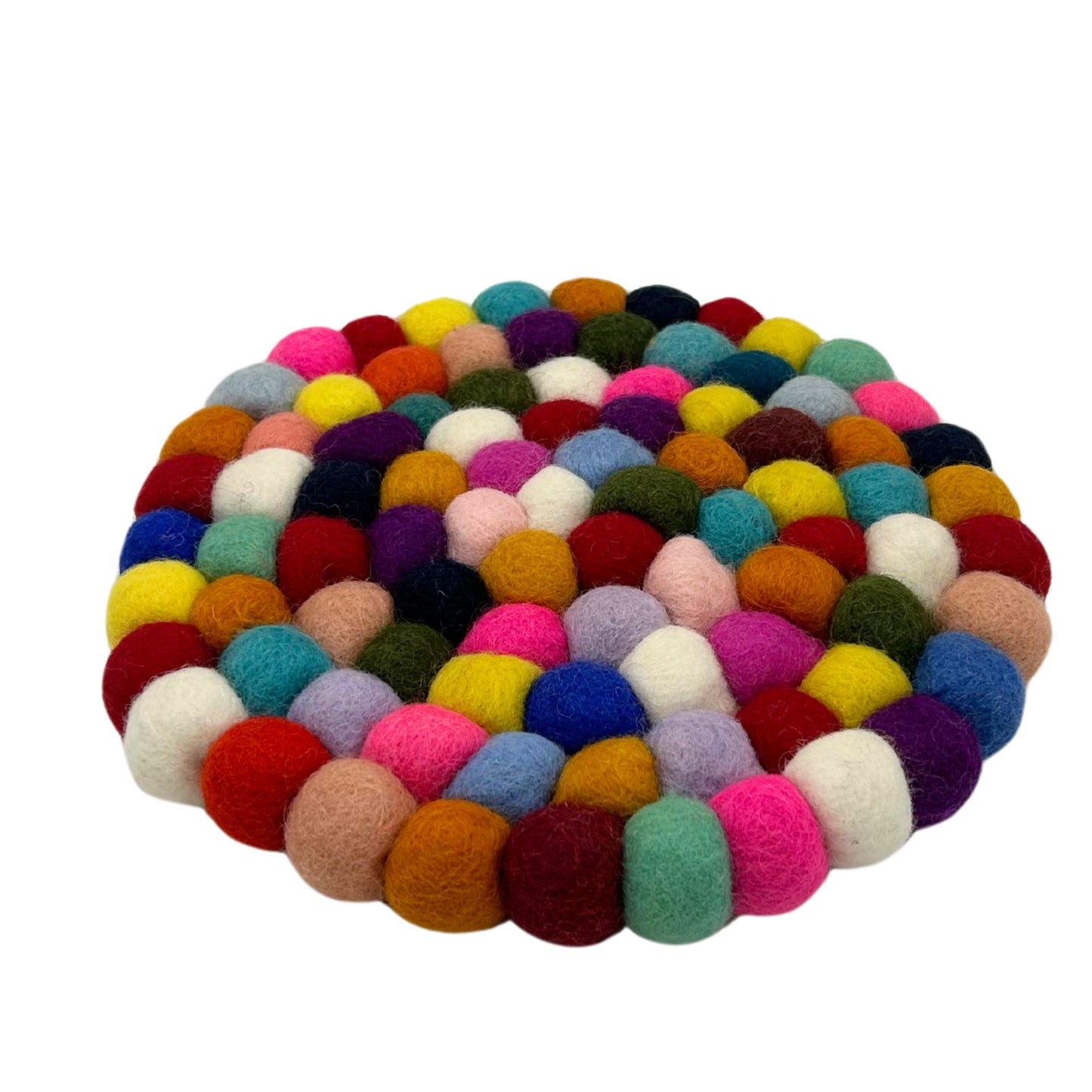 Felt Ball Round Placemat - Multi Colour