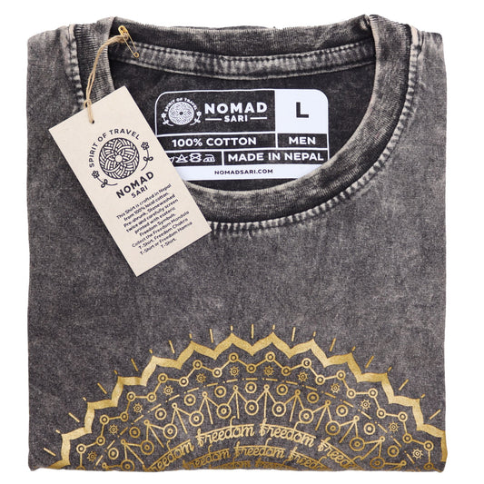 Large Stone Washed T-Shirt - Hamsa - Dark Grey