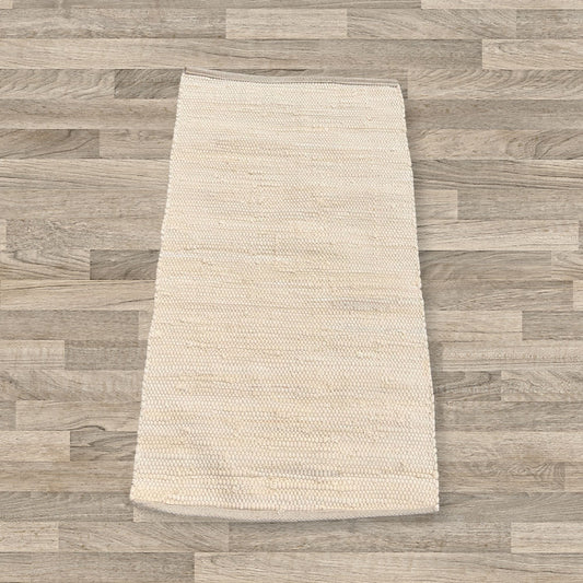 Small Indian Handloom Cotton Rug - Cream
