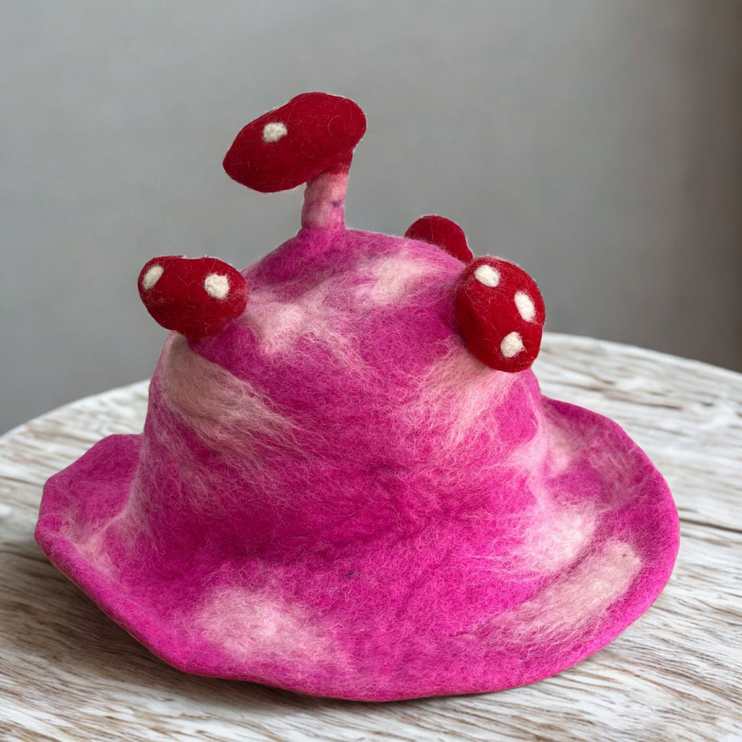 Felted Mushroom Hat - Shocking Pink