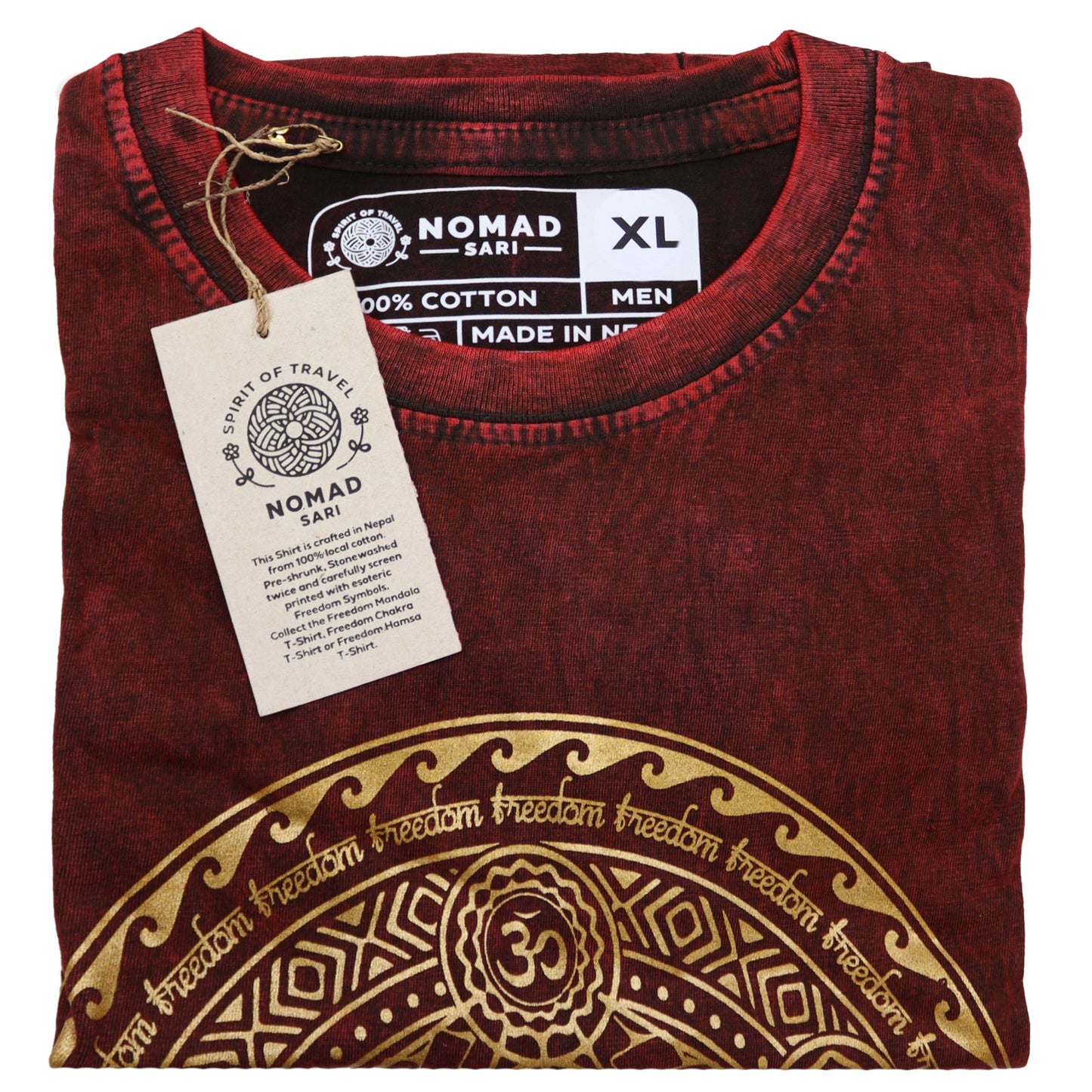 XLarge Stone Washed T-Shirt - Chakra - Maroon