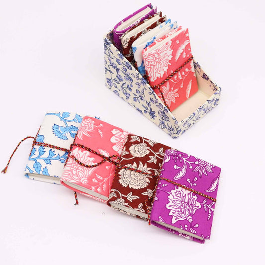 Floral Print Assorted Cotton Bound Notebooks 7x10cm