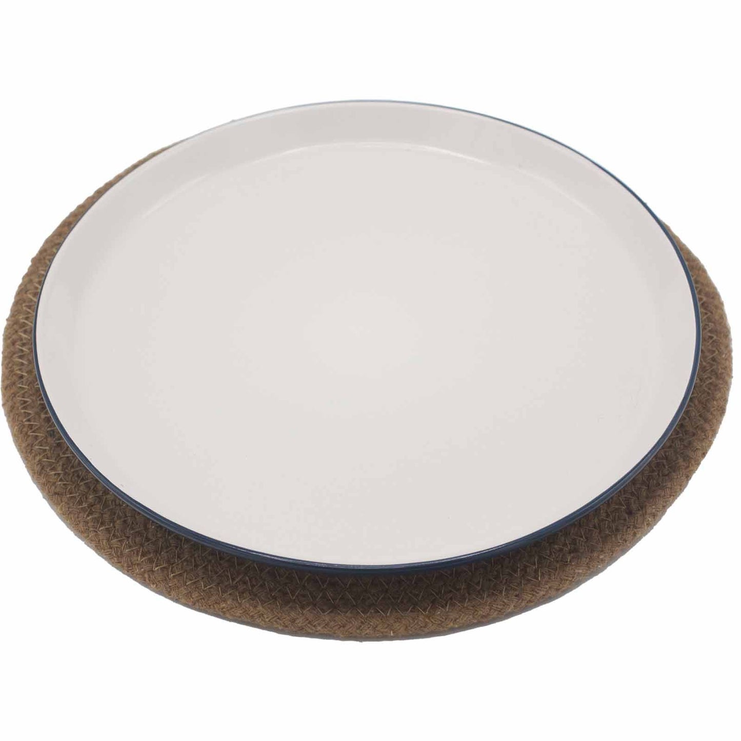 Natural Place Mat - Jute & Cotton 30cm - Natural Border