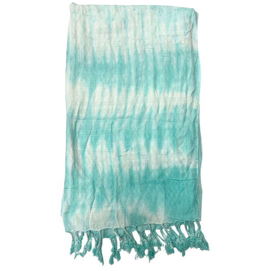 Boho Java Art Stole/Scarf - Teal Stripes & Motiff - 62x200cm